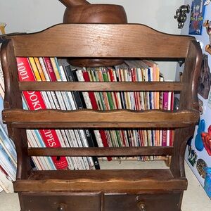 Vintage Wooden Bookshelf with Drawers